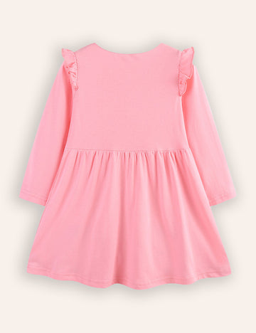 Clouds Rainbow Applique Long Sleeve Dress